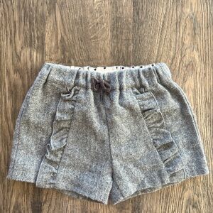 Zara Gray Ruffle Wool Shorts